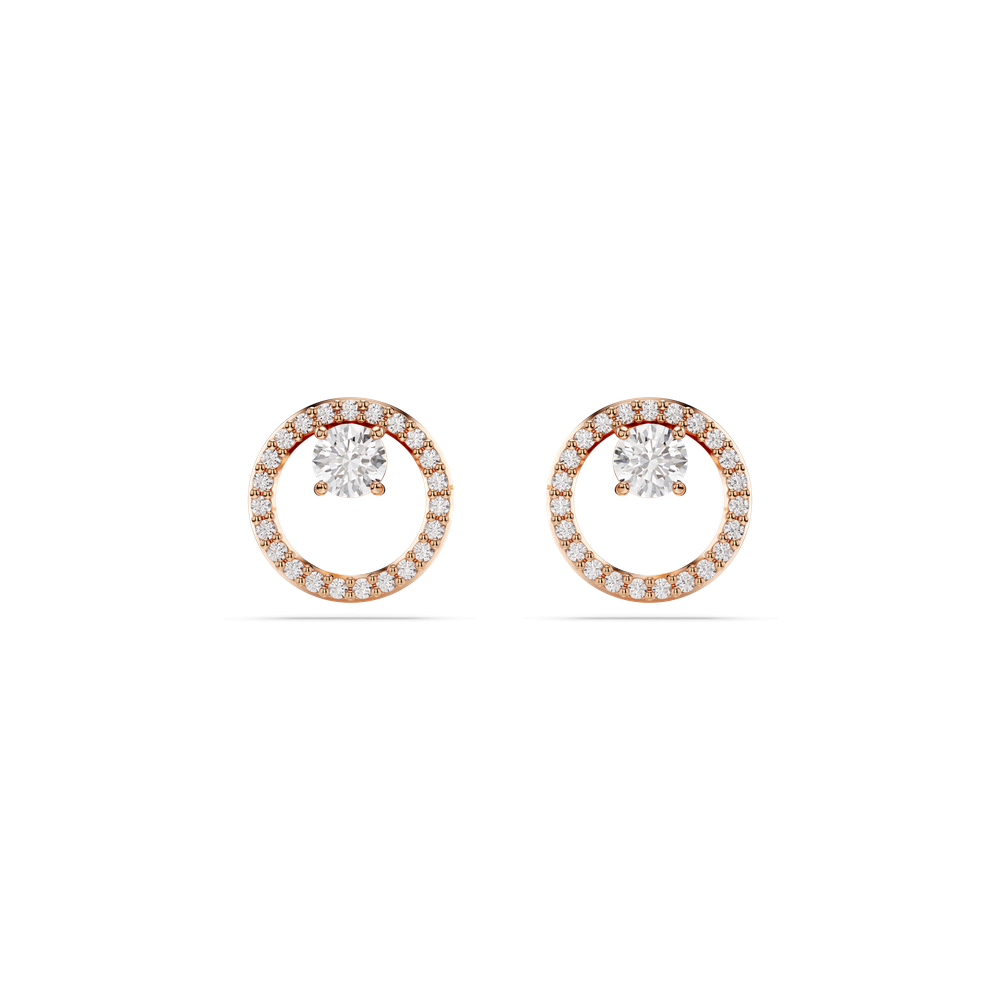 Constella stud earrings, Round cut, White, Rose gold-tone plated 5692263