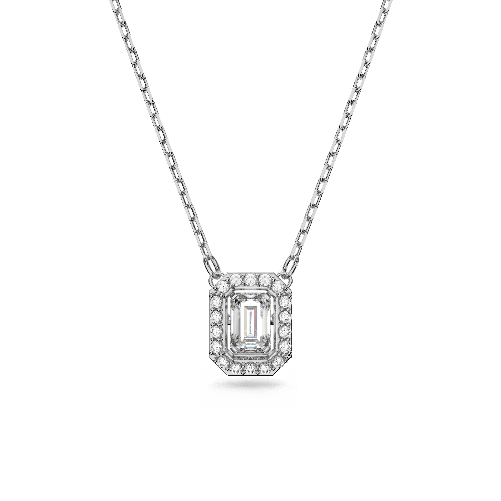 Una pendant, Octagon cut, White, Rhodium plated 5599177